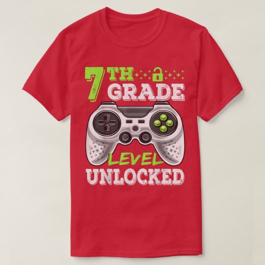 第7グレードのロック解除されたビデオゲーム新学期 Tシャツ (デザイン正面)