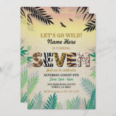 第7ジャングル7の誕生会のサファリの動物園の招待 招待状 (正面/裏面)