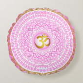 第7チャクラ、Sahasranaのピンクの枕を飾って下さい ラウンドクッション (正面)