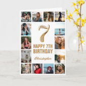 第7ハッピーバースデー金ゴールドとホワイトコラージュ カード (黄色い花)