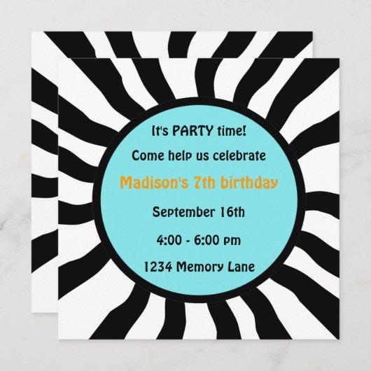 第7パーソナライズされた回誕生日パーティーの招待 招待状 (正面/裏面)
