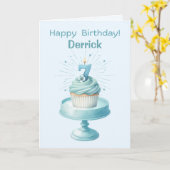 第7パーソナライズされた誕生日カップケーキカード カード (黄色い花)