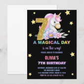 第7フローラユニコーン誕生日招待状 招待状 (正面/裏面)