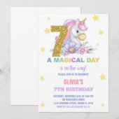 第7フローラユニコーン誕生日招待状 招待状 (正面/裏面)