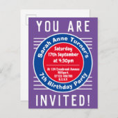 第7回お誕生日パーティーへの招待 インビテーションポストカード (正面/裏面)