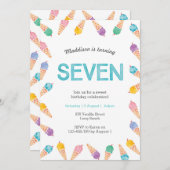 第7回バースデーパーティー | Rainbow Ice Creamのご招待 招待状 (正面/裏面)