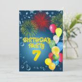 第7回誕生日パーティーへのバルーン付き招待 招待状 (スタンド正面)