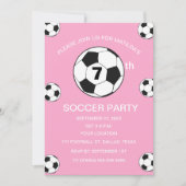 第7回誕生日パーティーサッカーピンクガールズスポーツ 招待状 (正面)