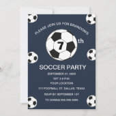 第7回誕生日パーティーサッカーブルーボーイズスポーツ 招待状 (正面)