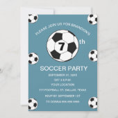 第7回誕生日パーティーサッカーブルーボーイズスポーツ 招待状 (正面)