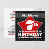 第7回誕生日パーティ黒赤白星V07 招待状 (正面/裏面)