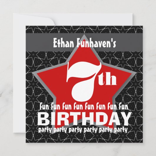 第7回誕生日パーティ黒赤白星V07 招待状 (正面)