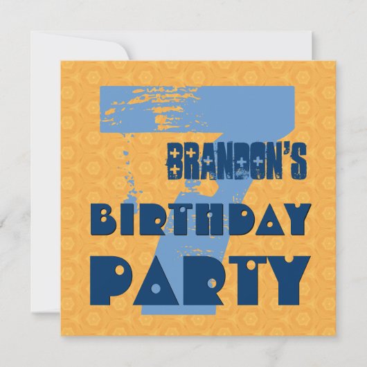 第7回誕生日パーティ7歳デザインV2 招待状 (正面)