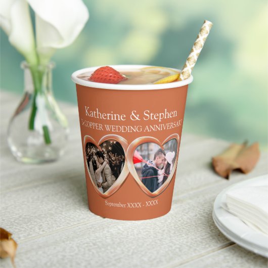 第7回銅結婚周年記念ハート写真 紙コップ (インサイチュ)