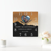 第7回銅結婚周年記念写真ブラック スクエア壁時計 (ホーム)