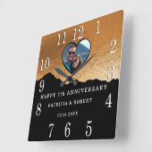 第7回銅結婚周年記念写真ブラック スクエア壁時計 (傾斜)