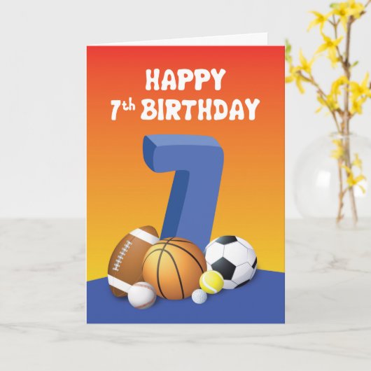 第7子誕生日球 カード (黄色い花)