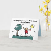 第7期野球誕生日名前をカスタムするスティックスフィギュア カード (黄色い花)