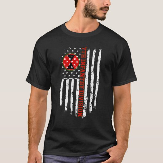 第7歩兵師団アメリカ国旗Tシャツ Tシャツ (正面)