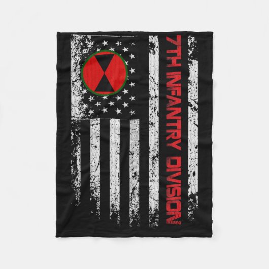 第7歩兵師団ヴィンテージ米国旗軍隊Ve フリースブランケット (正面)