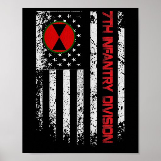 第7歩兵師団ヴィンテージ米国旗軍隊Ve ポスター (正面)