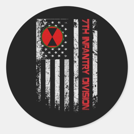第7歩兵師団ヴィンテージ米国旗軍隊Ve ラウンドシール (正面)