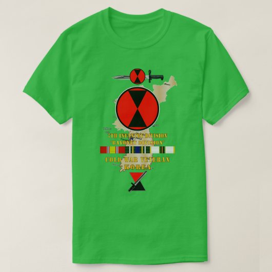 第7歩兵師団(DUI) KOREA Cマップ付きバヨネット Tシャツ (デザイン正面)