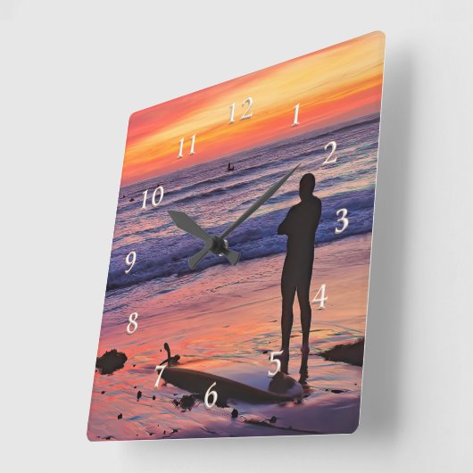 第7波 スクエア壁時計 (傾斜)