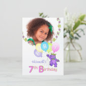 第7誕生会のプリンセスくまのカスタムの写真 招待状 (スタンド正面)