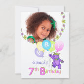 第7誕生会のプリンセスくまのカスタムの写真 招待状 (正面)