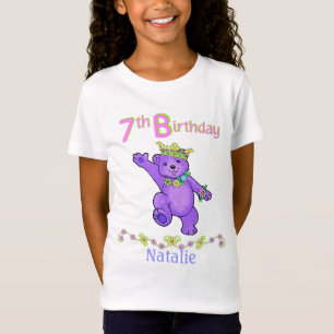第7誕生日くまのプリンセス、名前をカスタムする Tシャツ