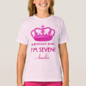 第7誕生日の名前をカスタムするの王冠のギフトのアイディアV02 Tシャツ (正面)
