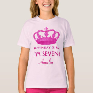 第7誕生日の名前をカスタムするの王冠のギフトのアイディアV02 Tシャツ