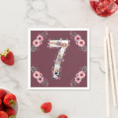 第7誕生日の少女フォトコラージピンクフラワー スタンダードカクテルナプキン (インサイチュ)