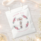 第7誕生日の少女フォトコラージピンクフラワー フェイバーバッグ (クリップ留めされた状態)