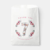 第7誕生日の少女フォトコラージピンクフラワー フェイバーバッグ (正面)