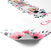 第7誕生日の少女フォトコラージピンクフラワー ポスター (角)