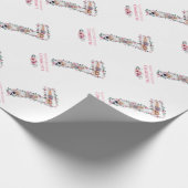 第7誕生日の少女フォトコラージピンクフラワー ラッピングペーパー (角)