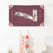 第7誕生日の少女フォトコラージピンクフラワー 横断幕 (インサイチュ)