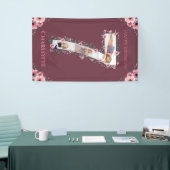 第7誕生日の少女フォトコラージピンクフラワー 横断幕 (トレードショー)