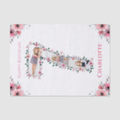 第7誕生日の少女フォトコラージピンクフラワー 薄葉紙 (正面)