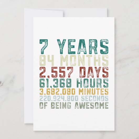 第7誕生日の男の子の女の子記念日7歳の 招待状 (正面)