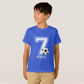 第7誕生日の男パーソナライズされたの子サッカー–2 Tシャツ (正面フル)