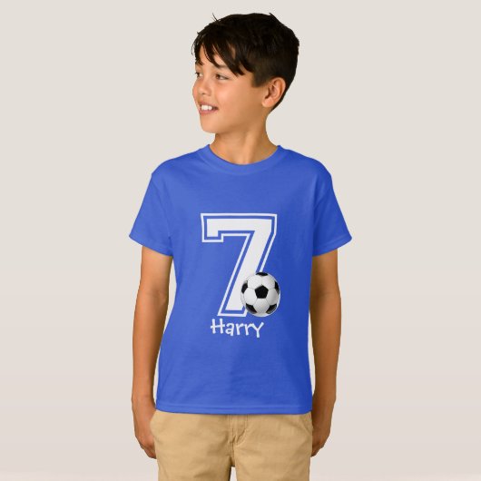 第7誕生日の男パーソナライズされたの子サッカー–2 Tシャツ (正面フル)