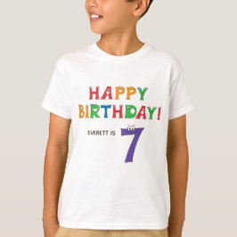 第7誕生日カラフルアルファベット（名前はキッズ） Tシャツ