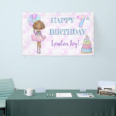 第7誕生日ガールプリンセスアフリカンアメリカン 横断幕 (トレードショー)