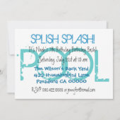 第7誕生日キッズプールパーティーブルーホワイトV07 招待状 (裏面)