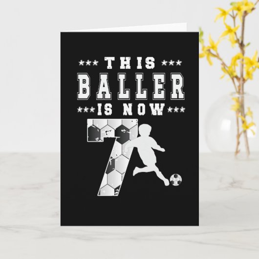 第7誕生日ギフトサッカー選手7歳の男の子 カード (黄色い花)