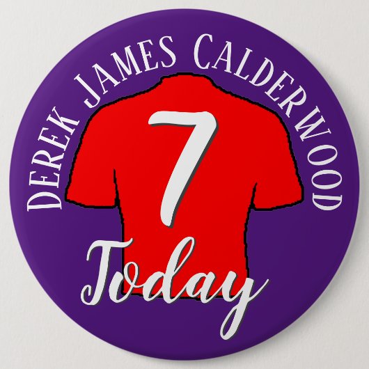 第7誕生日サッカーバッジをパーソナライズ 缶バッジ (正面)