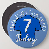 第7誕生日サッカーバッジをパーソナライズ 缶バッジ (正面&裏面)